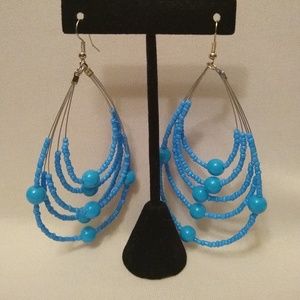 Earrings four layers circle turquoise